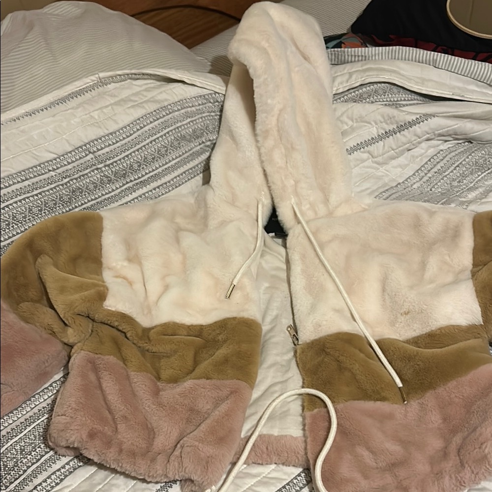 Cozy Colorblock Faux Fur Hoodie